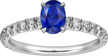 1895 solitaire, oval-cut sapphire, paved  1895 solitaire, oval-cut sapphire, paved