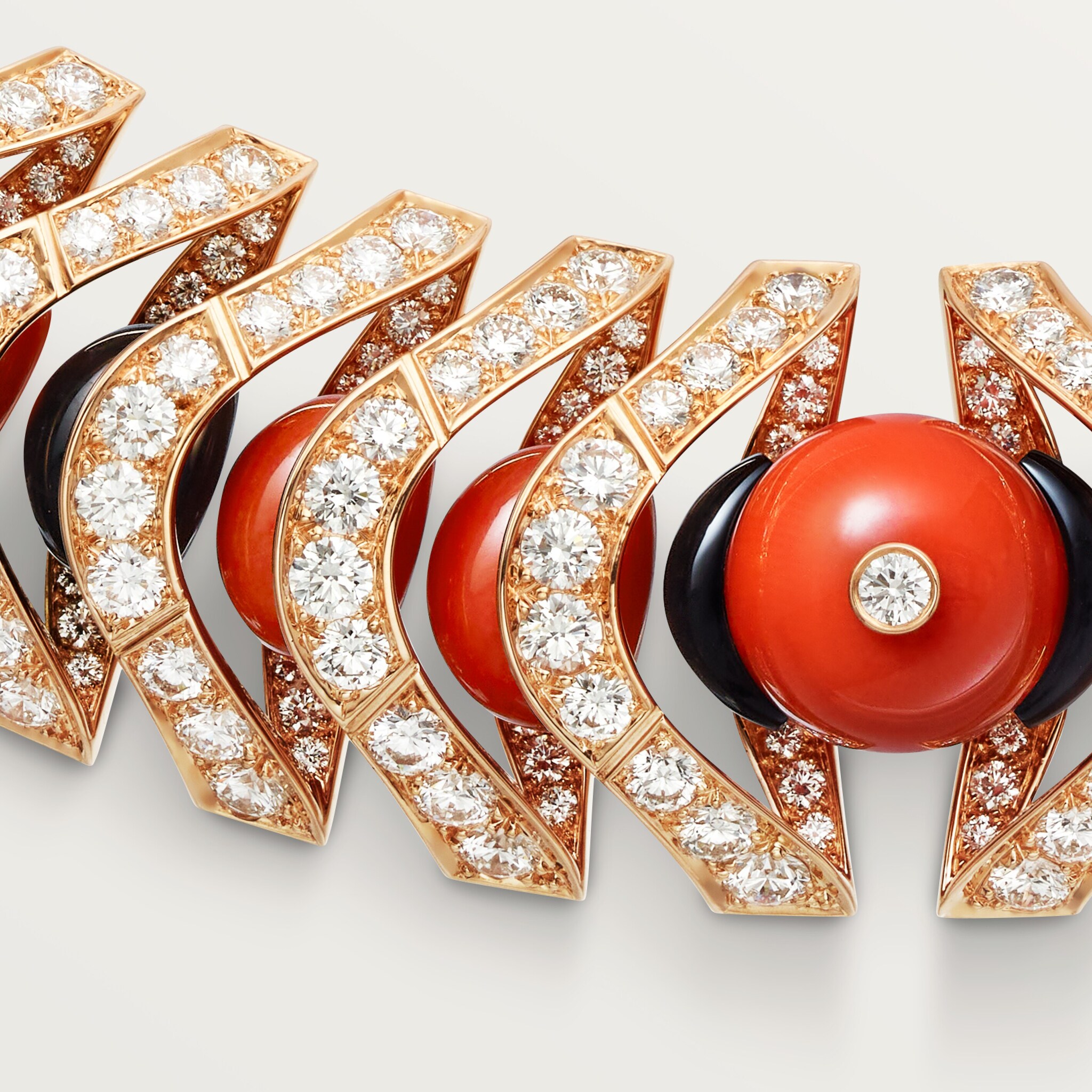 G&eacute;ometrie & Contrastes necklace, coral, paved, image 7