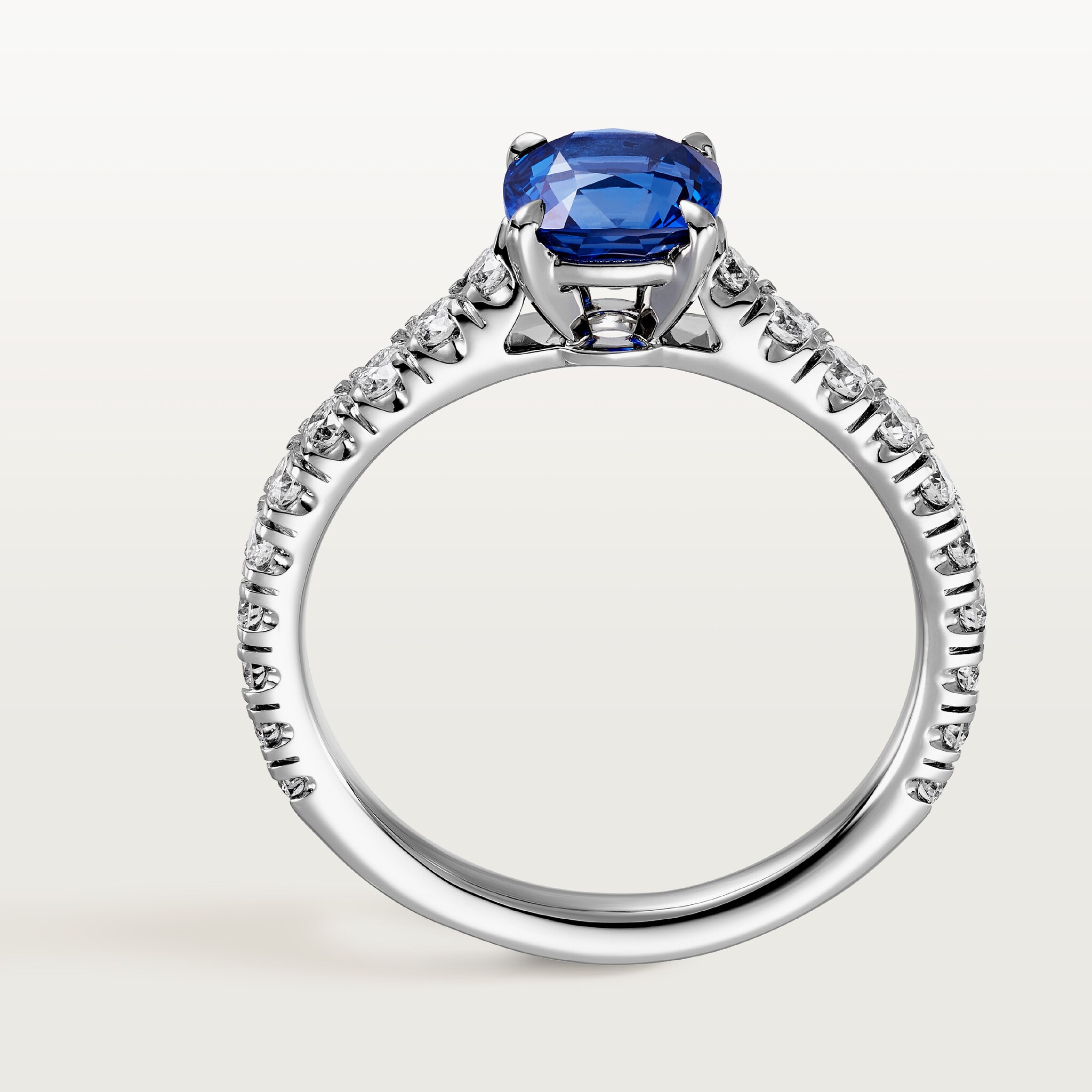 1895 solitaire, cushion-cut sapphire, paved , image 7