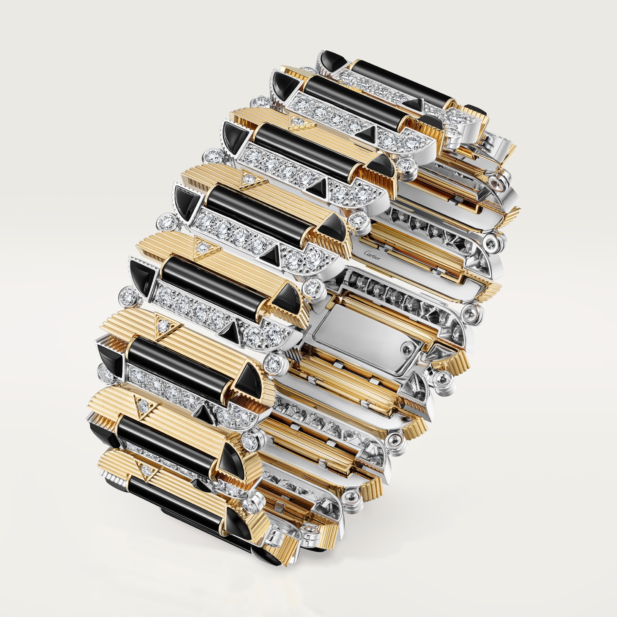 1 صورة ،سوار "جيومتري إي كونتراست"، عقيق يماني، مرصوف