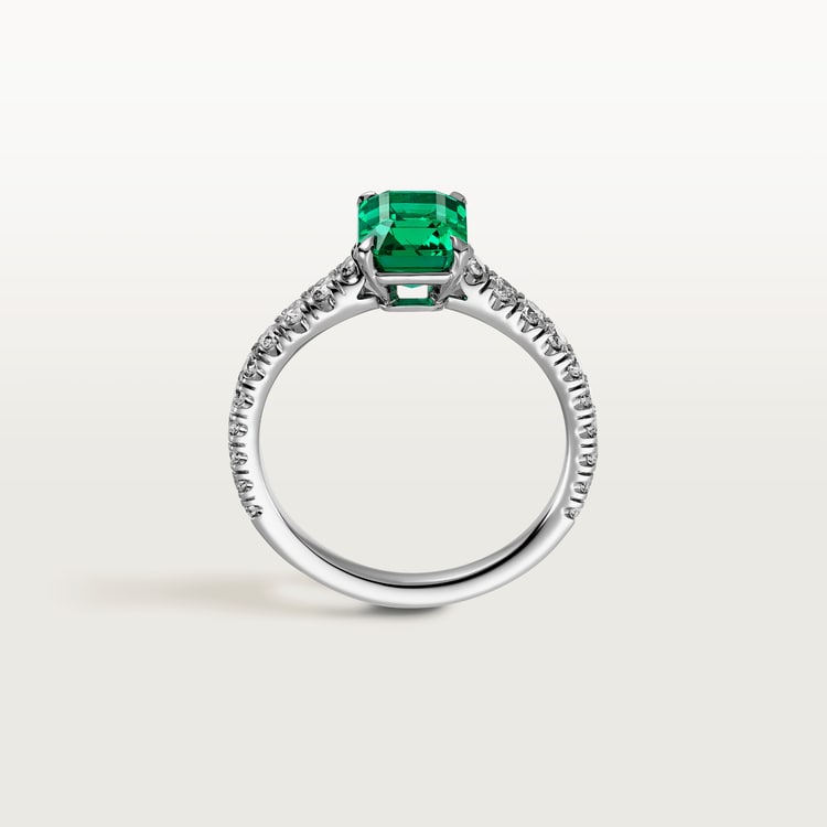 CRN4763200 Solitaire 1895 Platinum emerald diamonds Cartier