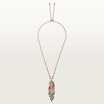 Panthère de Cartier美洲豹長項鍊,紅碧璽,大型款,鋪鑲鑽石