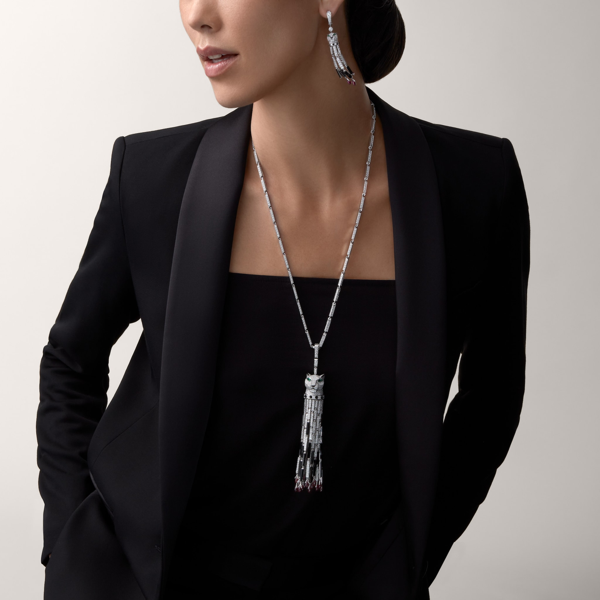 Panth&egrave;re de Cartier long necklace, ruby, multi-wear, large model, paved 