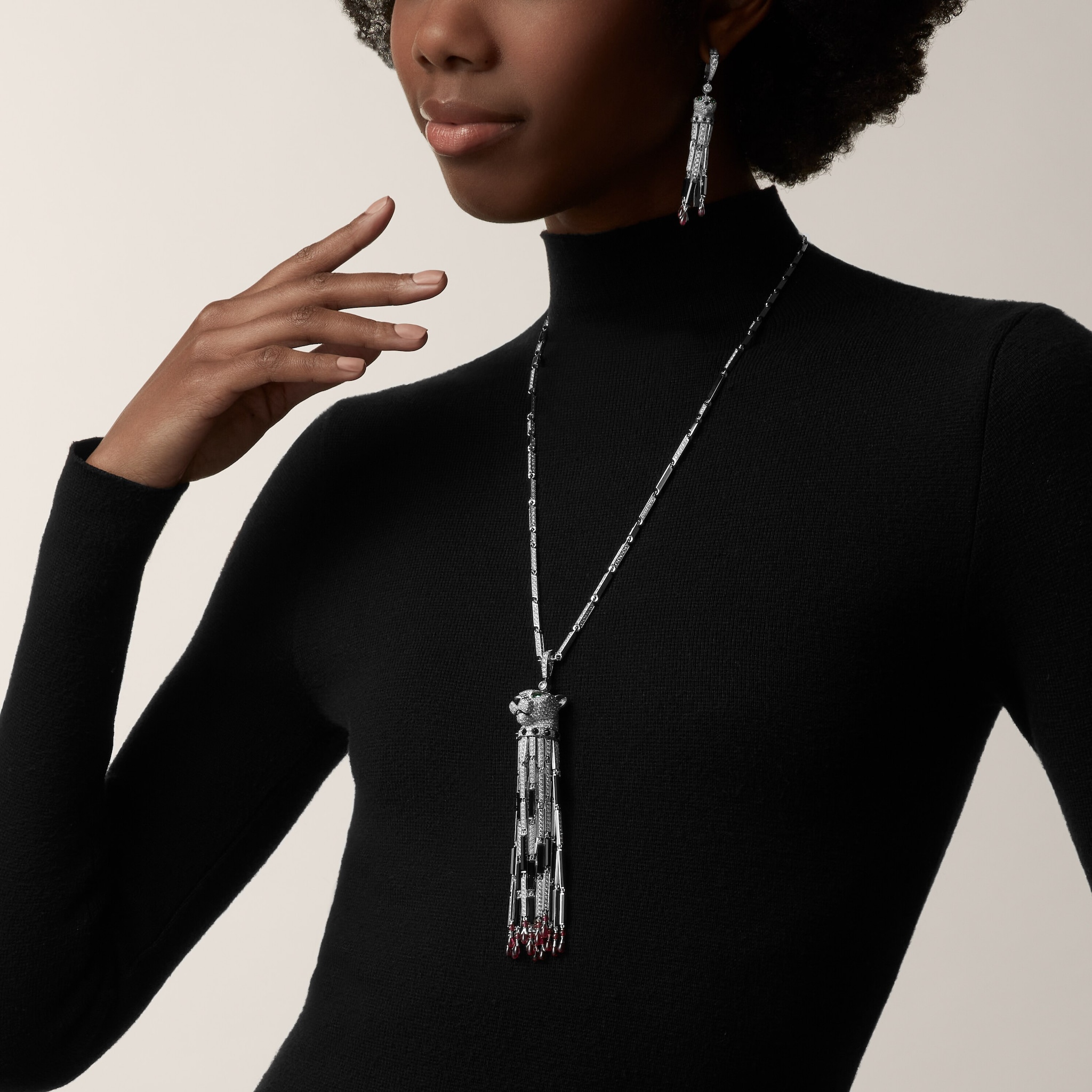 Panth&egrave;re de Cartier earrings, ruby, large model, paved 