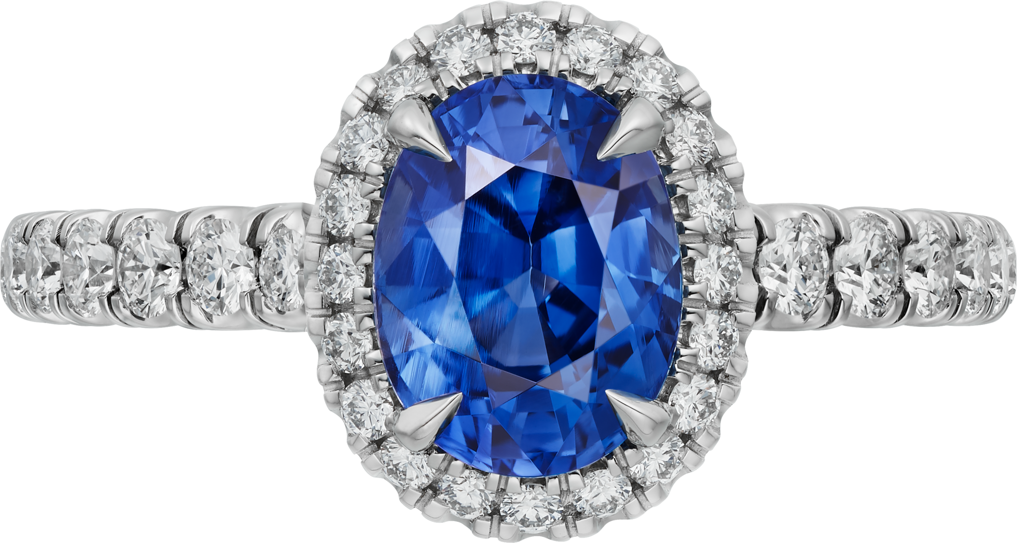 Cartier Destin&eacute;e solitaire, oval-cut sapphire, paved 