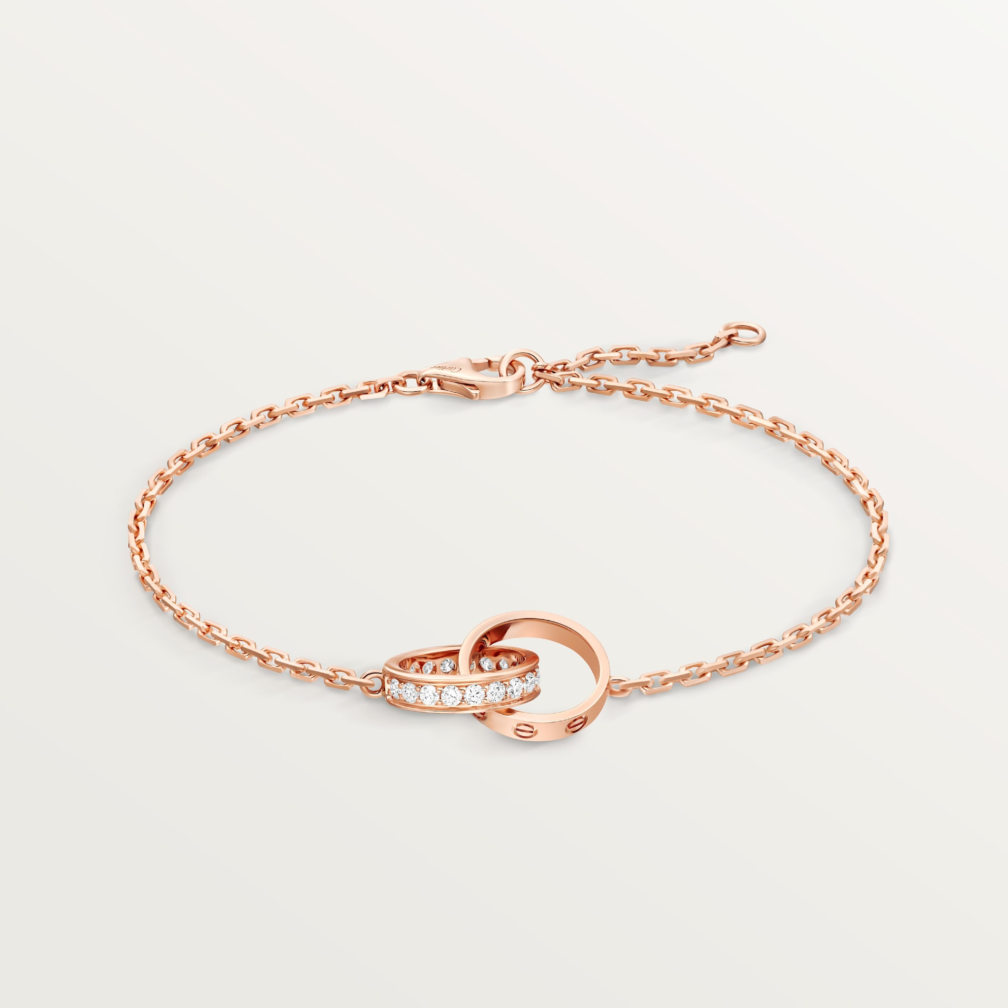 #LOVE# bracelet, on chain, half-paved