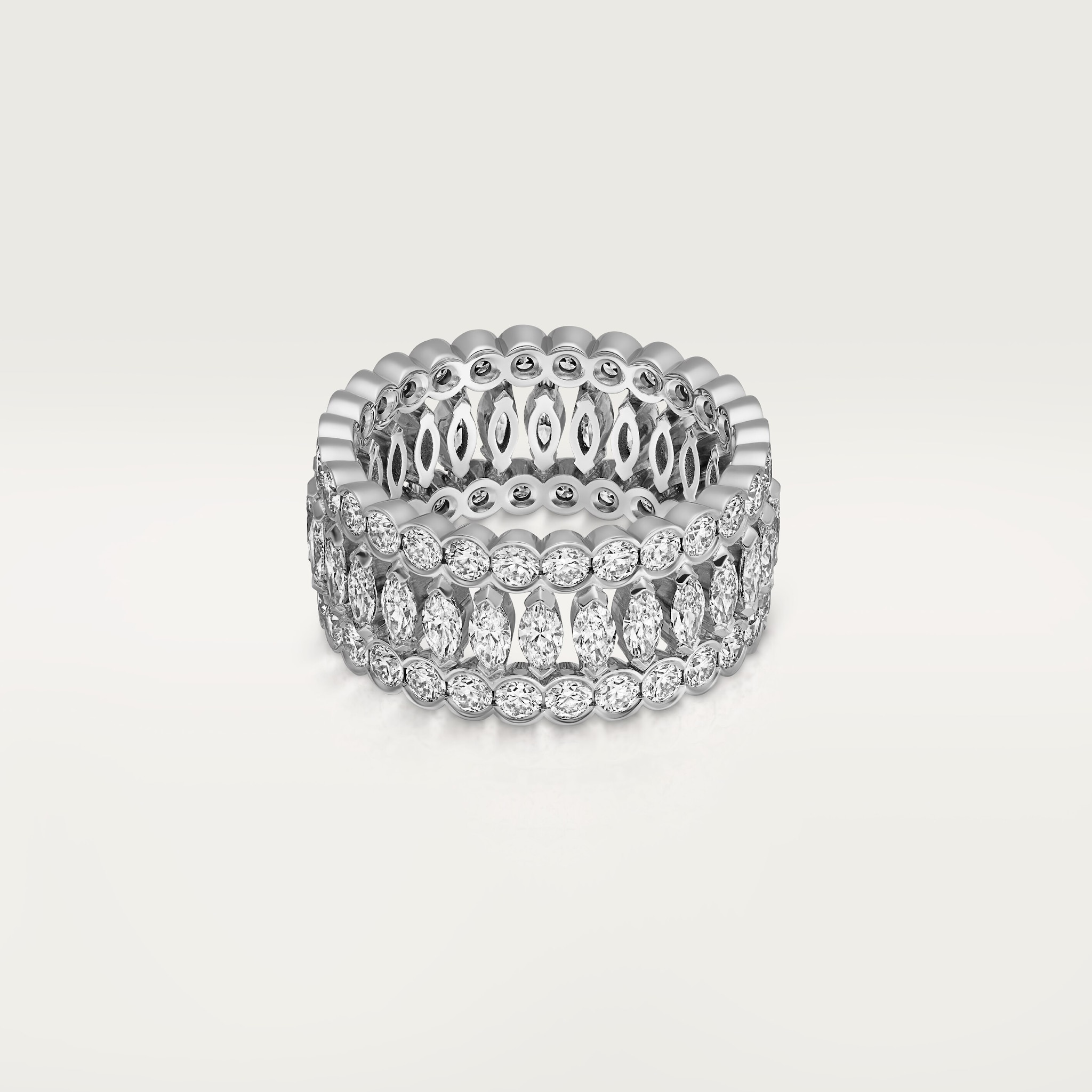 Broderie de Cartier ring, triple row, diamonds
