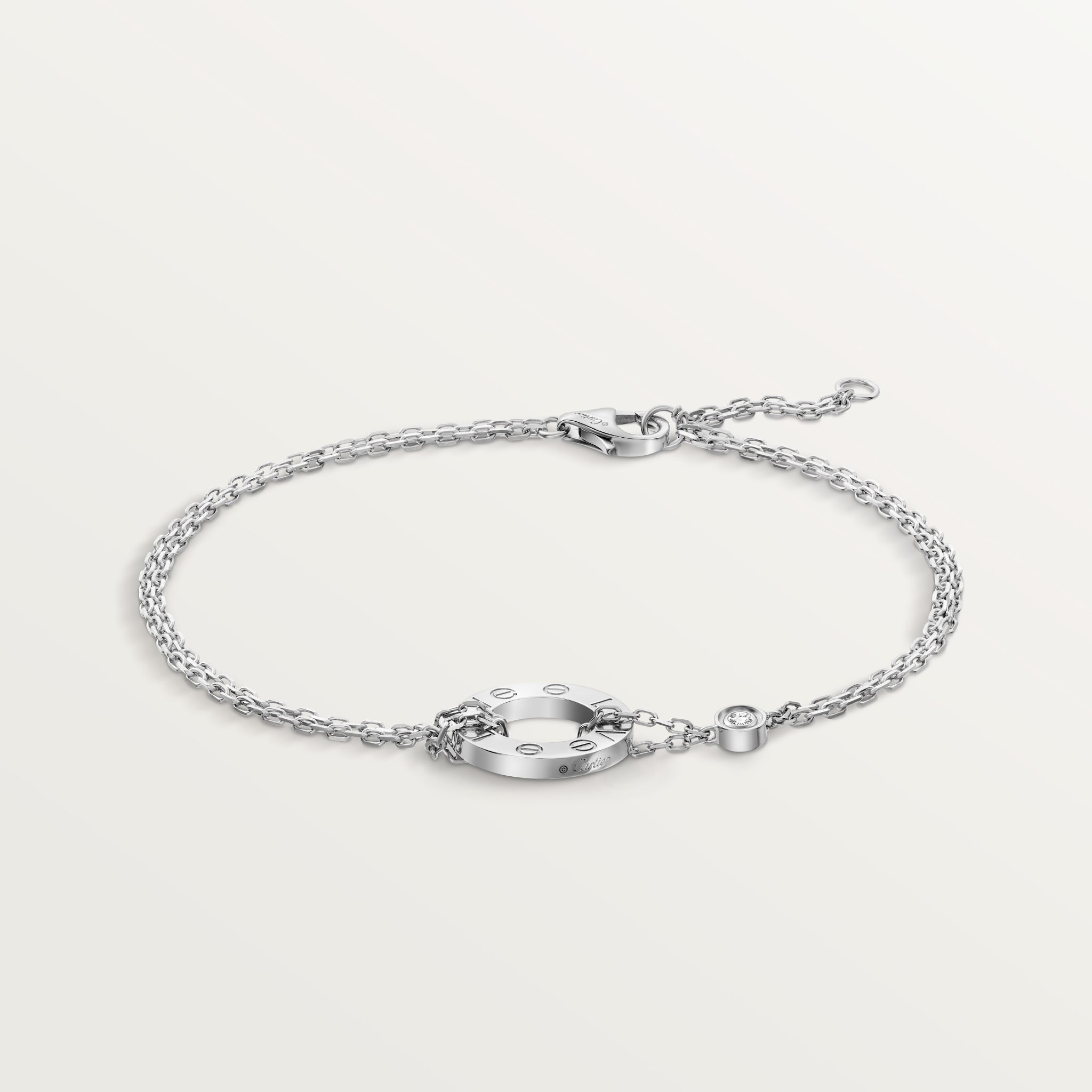 #LOVE# bracelet, on chain, 2 diamonds