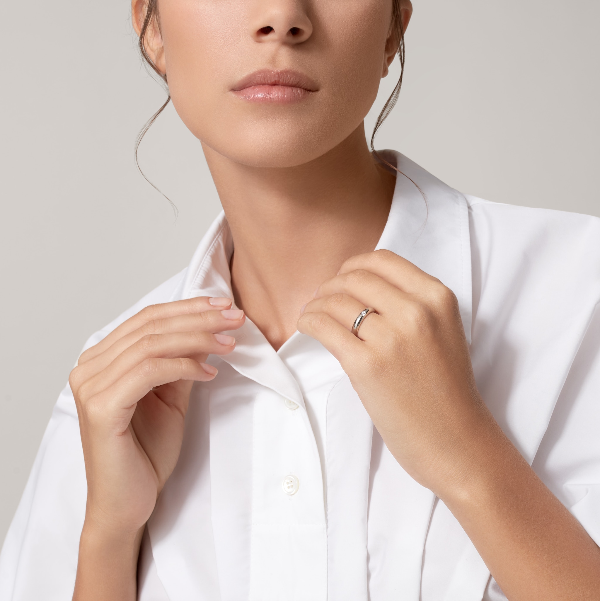 1895 wedding band, 3.5 mm width, 1 diamond, image 3