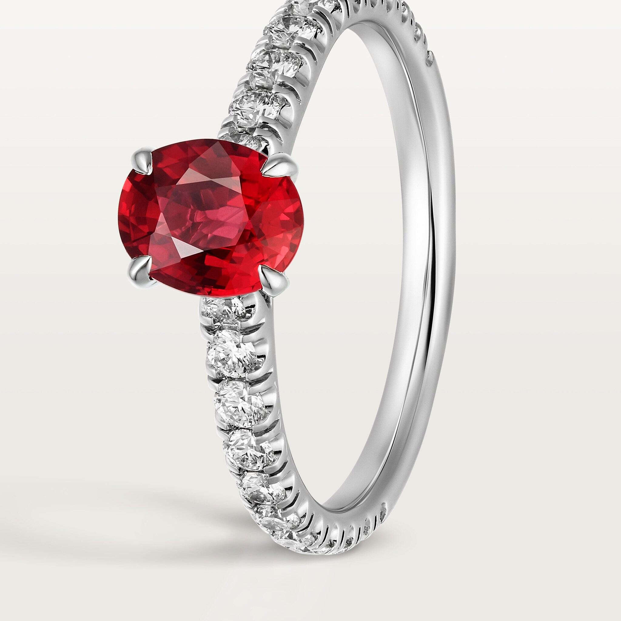 1895 solitaire, oval-cut ruby, paved , image 6