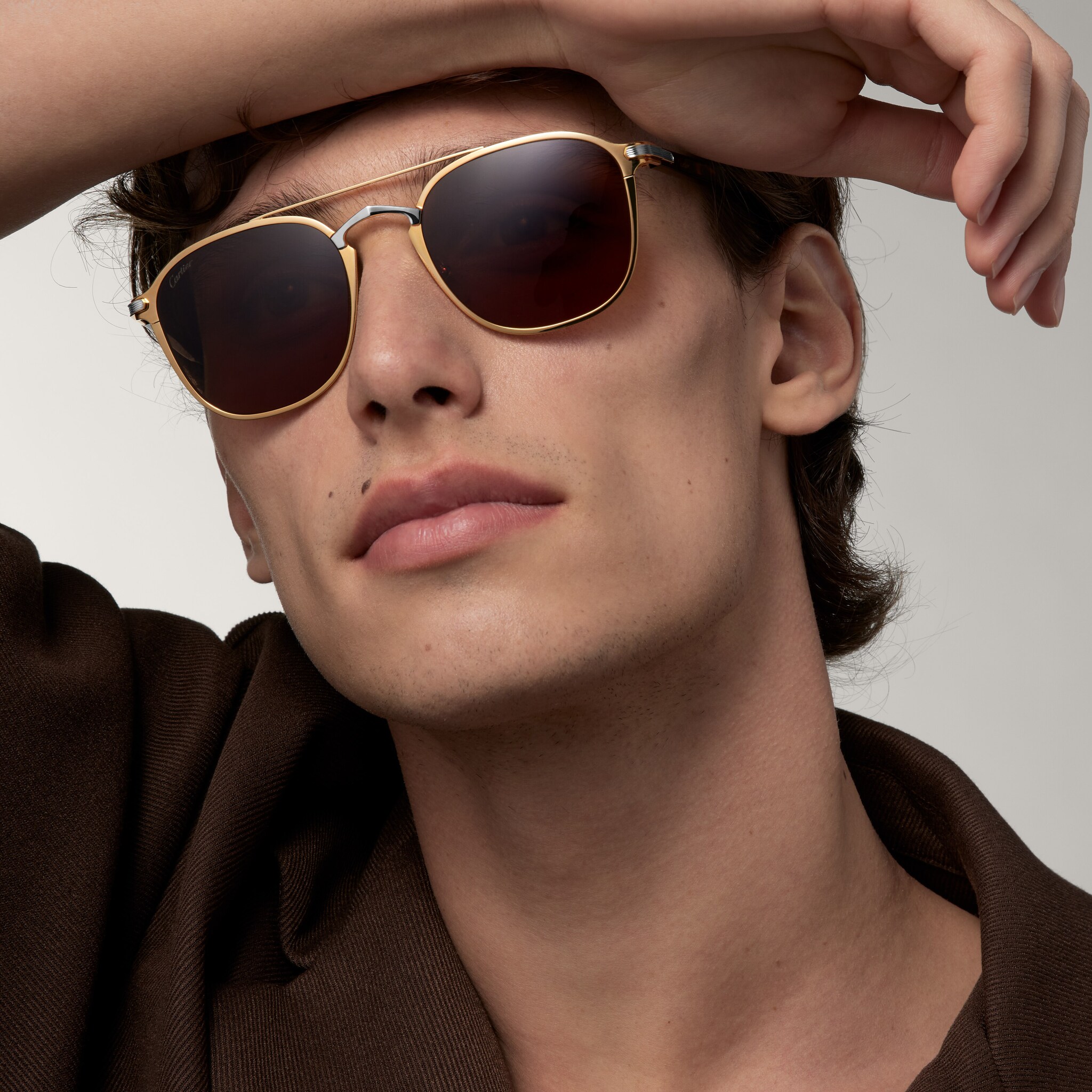 Cartier PARS 160 サングラス ブラック/ゴールド Cartier CT0462S 003 Sunglasses Shiny Gold - eye-oo.com