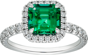 Cartier Destinée solitaire, emerald-cut emerald, paved  Cartier Destinée solitaire, emerald-cut emerald, paved