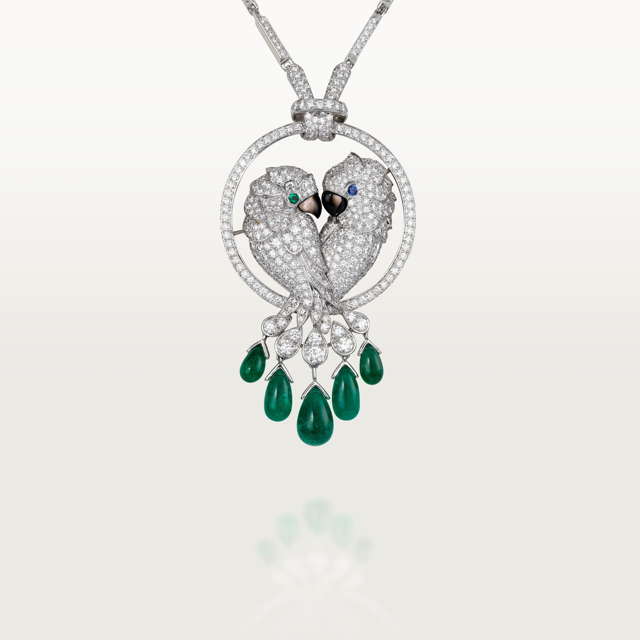 Faune et Flore de Cartier necklace, emerald drops, paved 