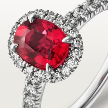 Cartier Destinée solitaire, oval-cut ruby, paved  Cartier Destinée solitaire, oval-cut ruby, paved