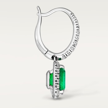 Cartier Destinée sleeper earrings, 2 emerald-cut emeralds, paved Cartier Destinée sleeper earrings, 2 emerald-cut emeralds, paved
