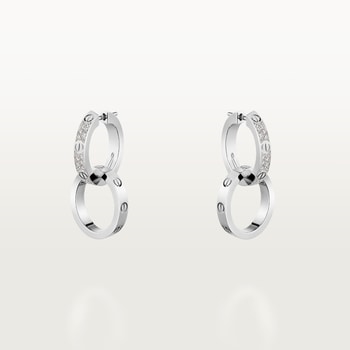 Boucles d'oreilles #LOVE#, multiportés, semi-pavées
