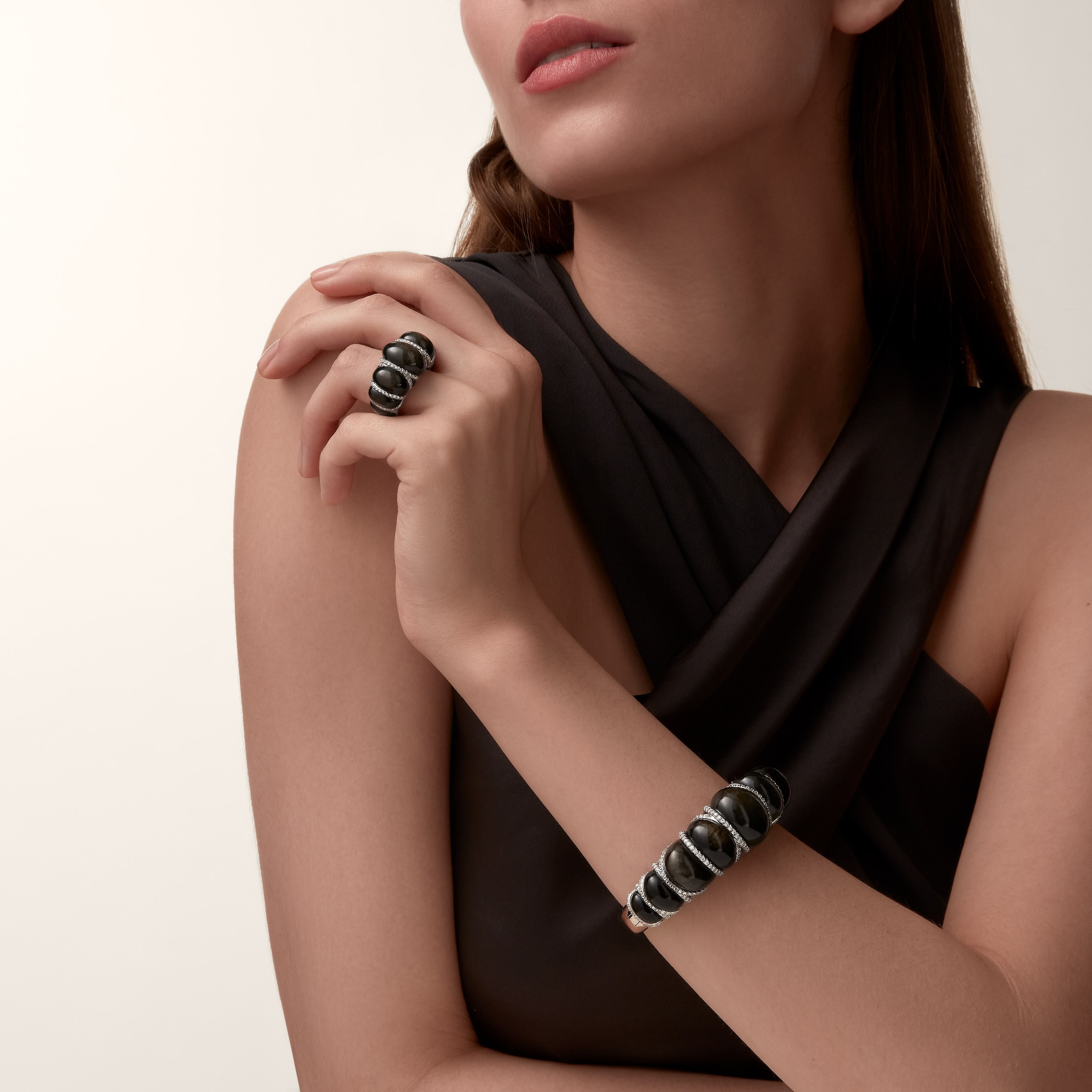 Cartier Libre Tressage戒指，黑曜石，鑽石