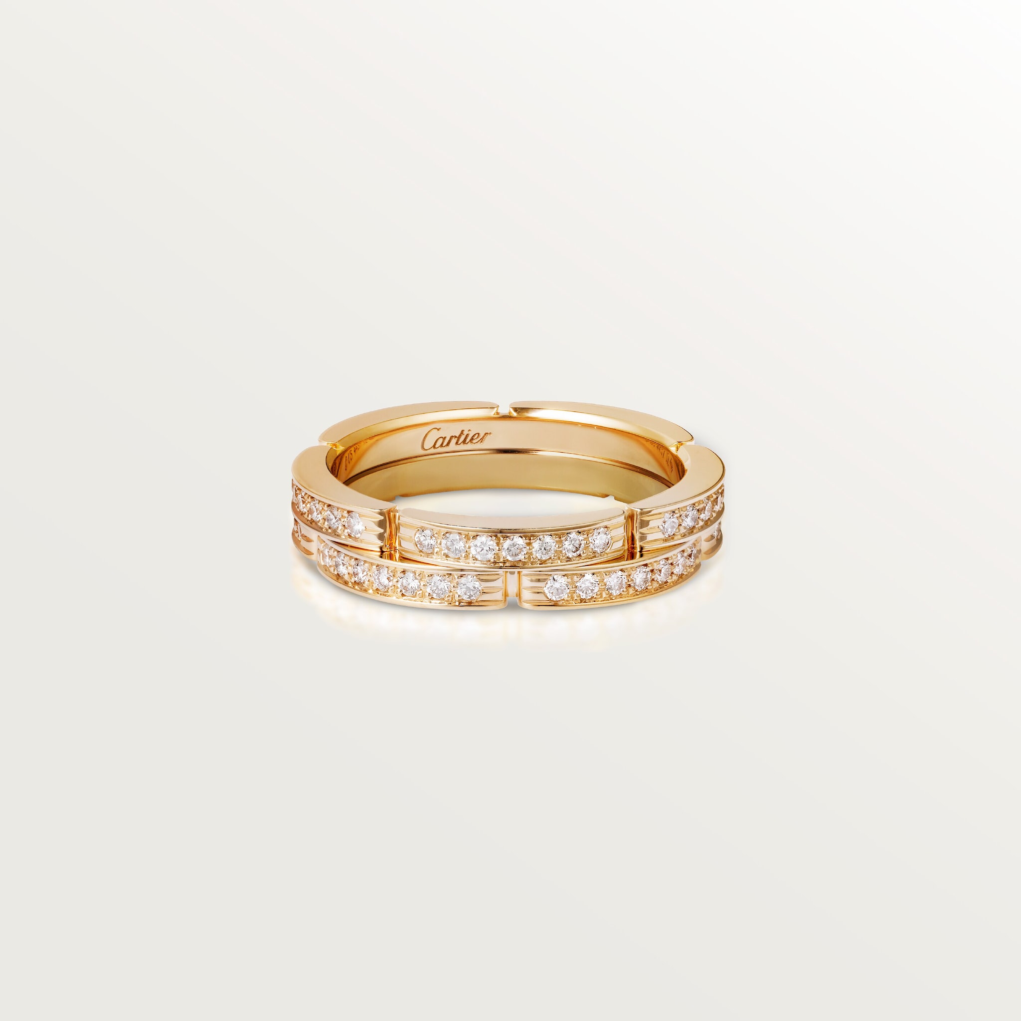Maillon Panth&egrave;re wedding band, double row, half-paved