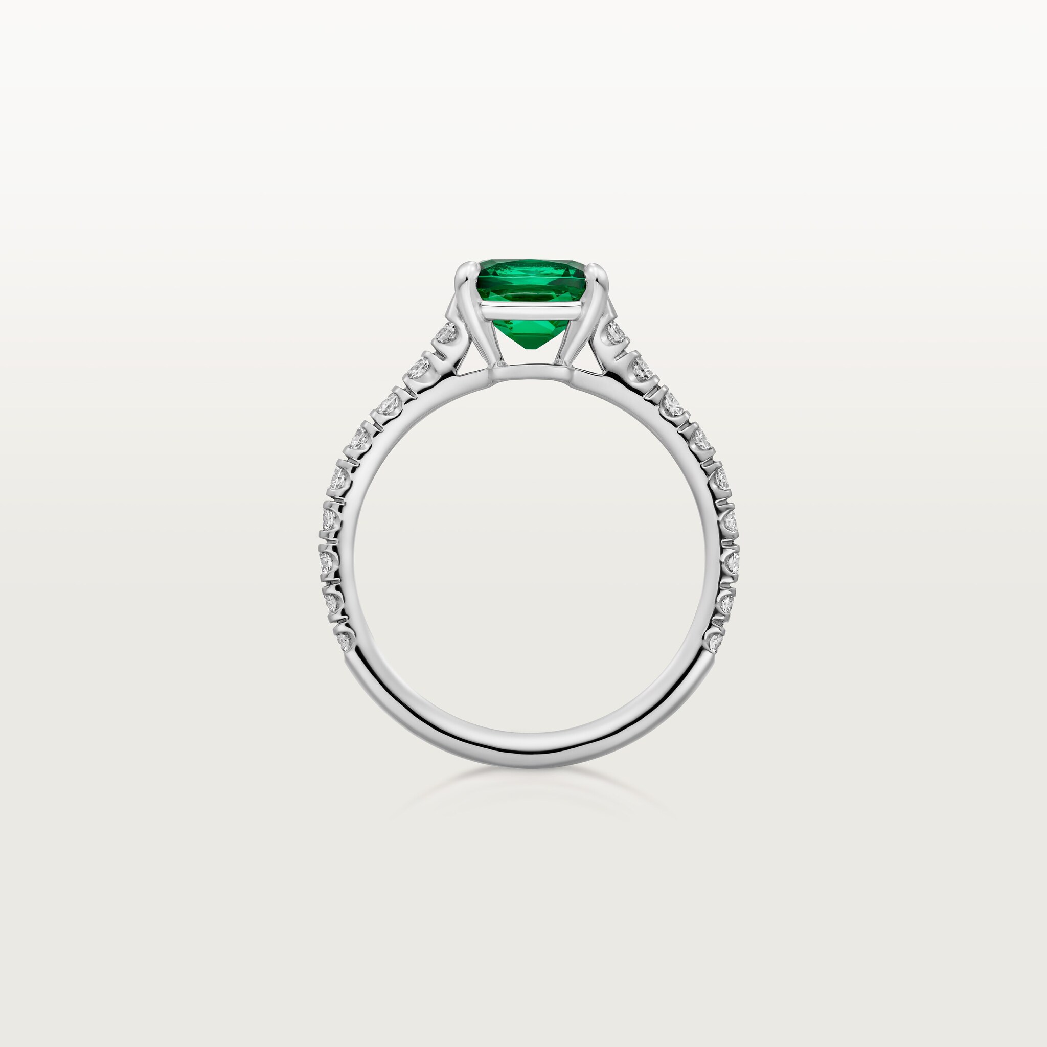 1895 solitaire, cushion-cut emerald, paved 