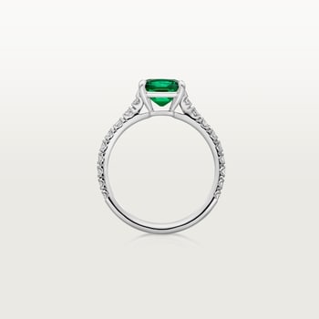 1895 solitaire, cushion-cut emerald, paved  1895 solitaire, cushion-cut emerald, paved