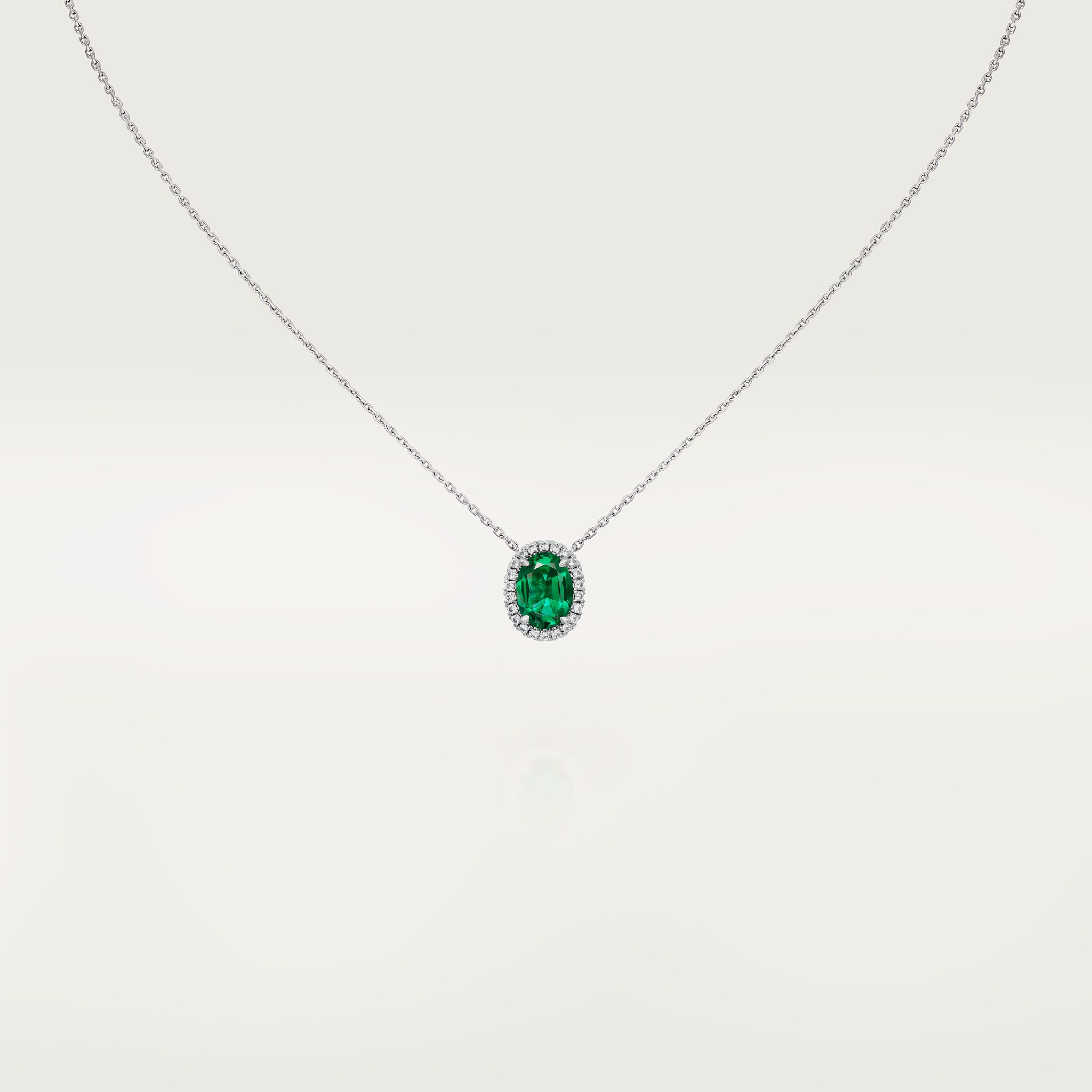 Cartier Destin&eacute;e pendant, oval-cut emerald, paved 