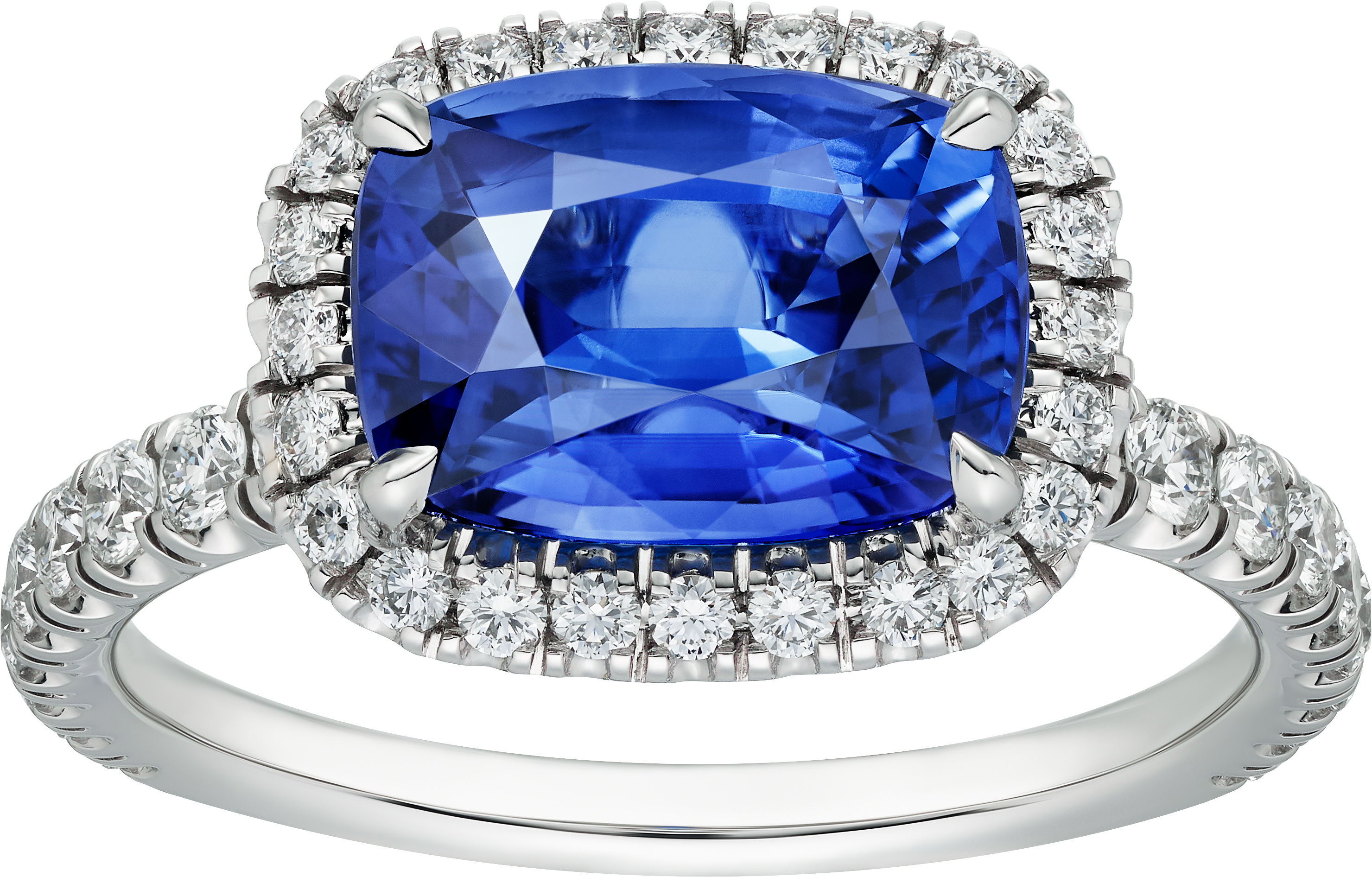 Cartier Destin&eacute;e solitaire, cushion-cut sapphire, paved 