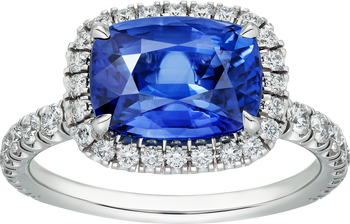 Cartier Destinée solitaire, cushion-cut sapphire, paved  Cartier Destinée solitaire, cushion-cut sapphire, paved