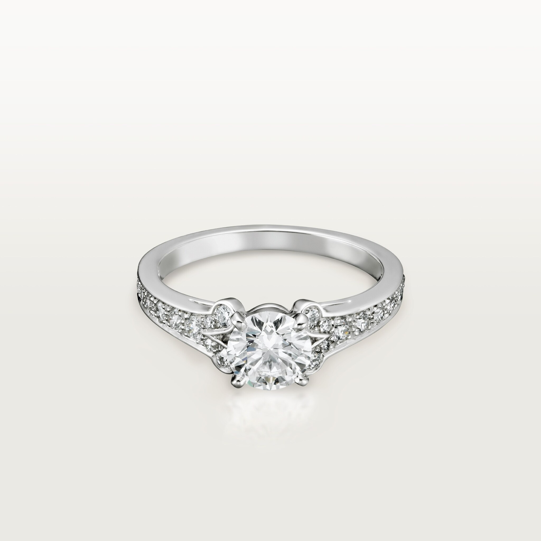 Ballerine solitaire, brilliant-cut diamond, paved 
