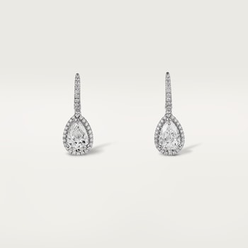 Cartier Destinée sleeper earrings, 2 pear-shaped diamonds, paved Cartier Destinée sleeper earrings, 2 pear-shaped diamonds, paved