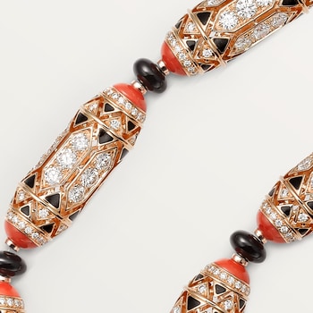 Géometrie & Contrastes necklace, coral, paved Géometrie & Contrastes necklace, coral, paved