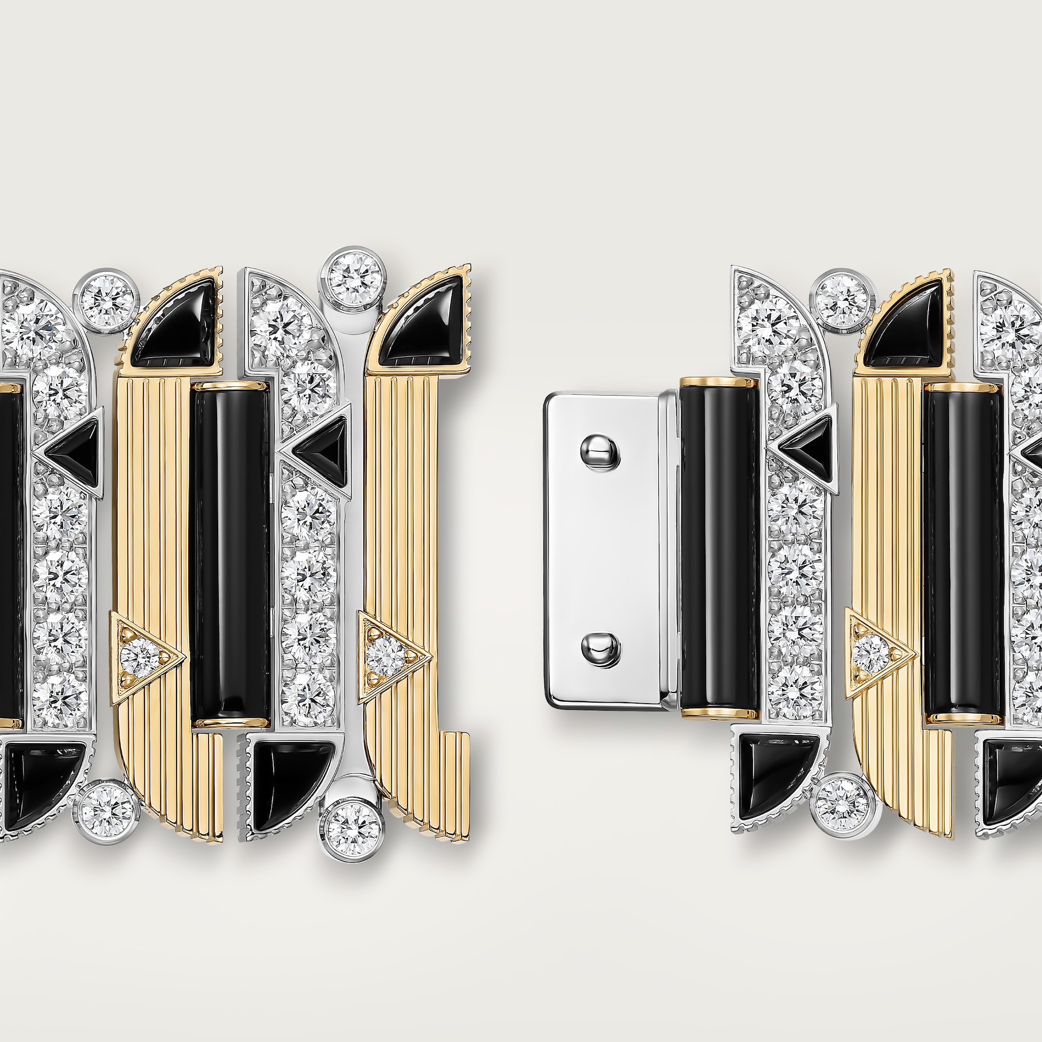 6 صورة ،سوار "جيومتري إي كونتراست"، عقيق يماني، مرصوف