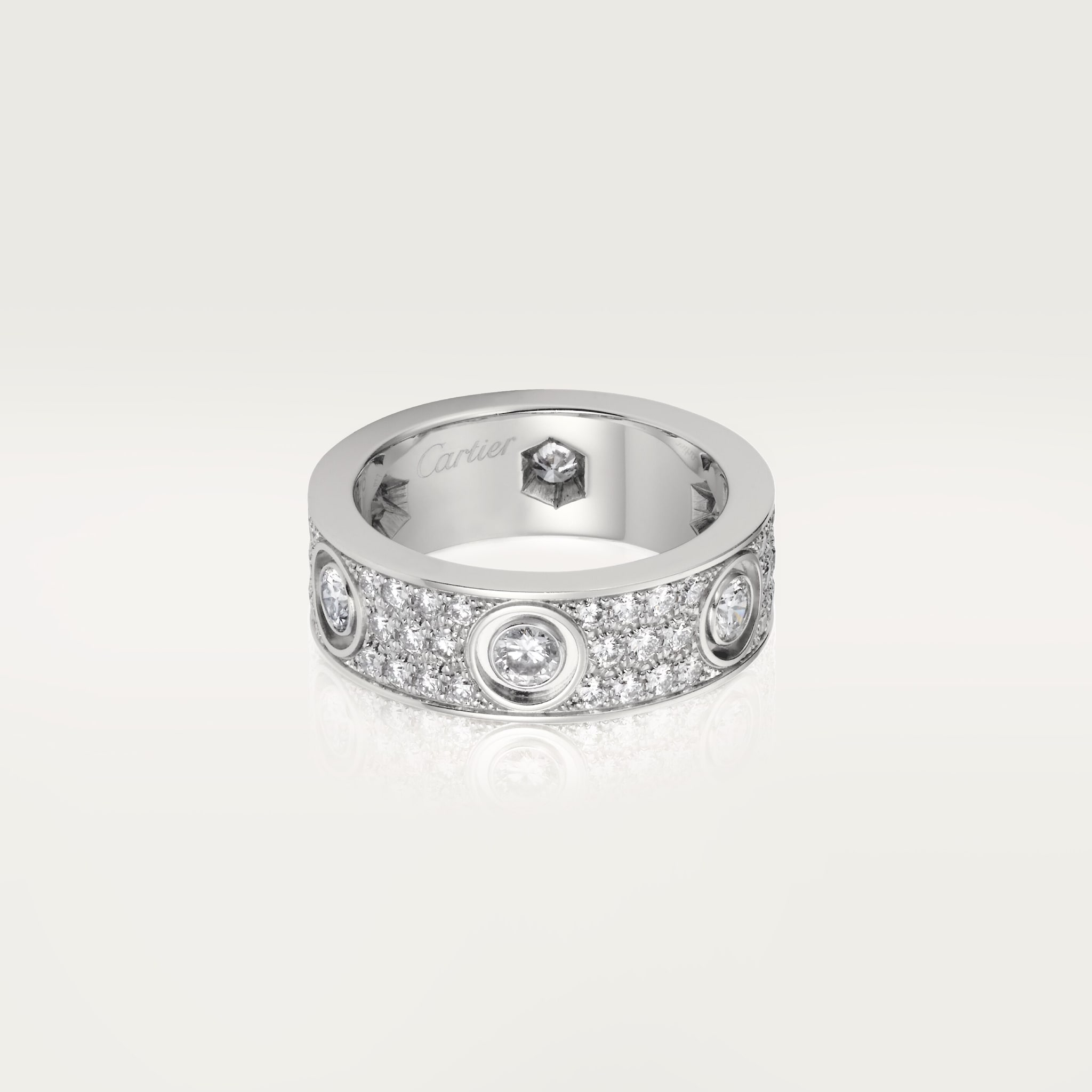 #LOVE# ring, classic model, paved, 6 diamonds