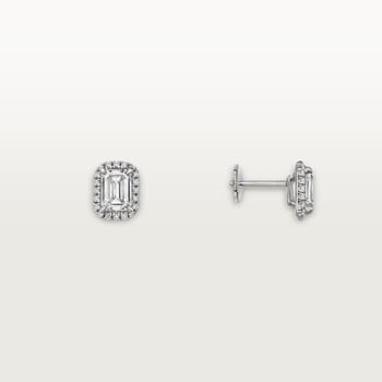 Cartier Destinée stud earrings, 2 emerald-cut diamonds, paved Cartier Destinée stud earrings, 2 emerald-cut diamonds, paved
