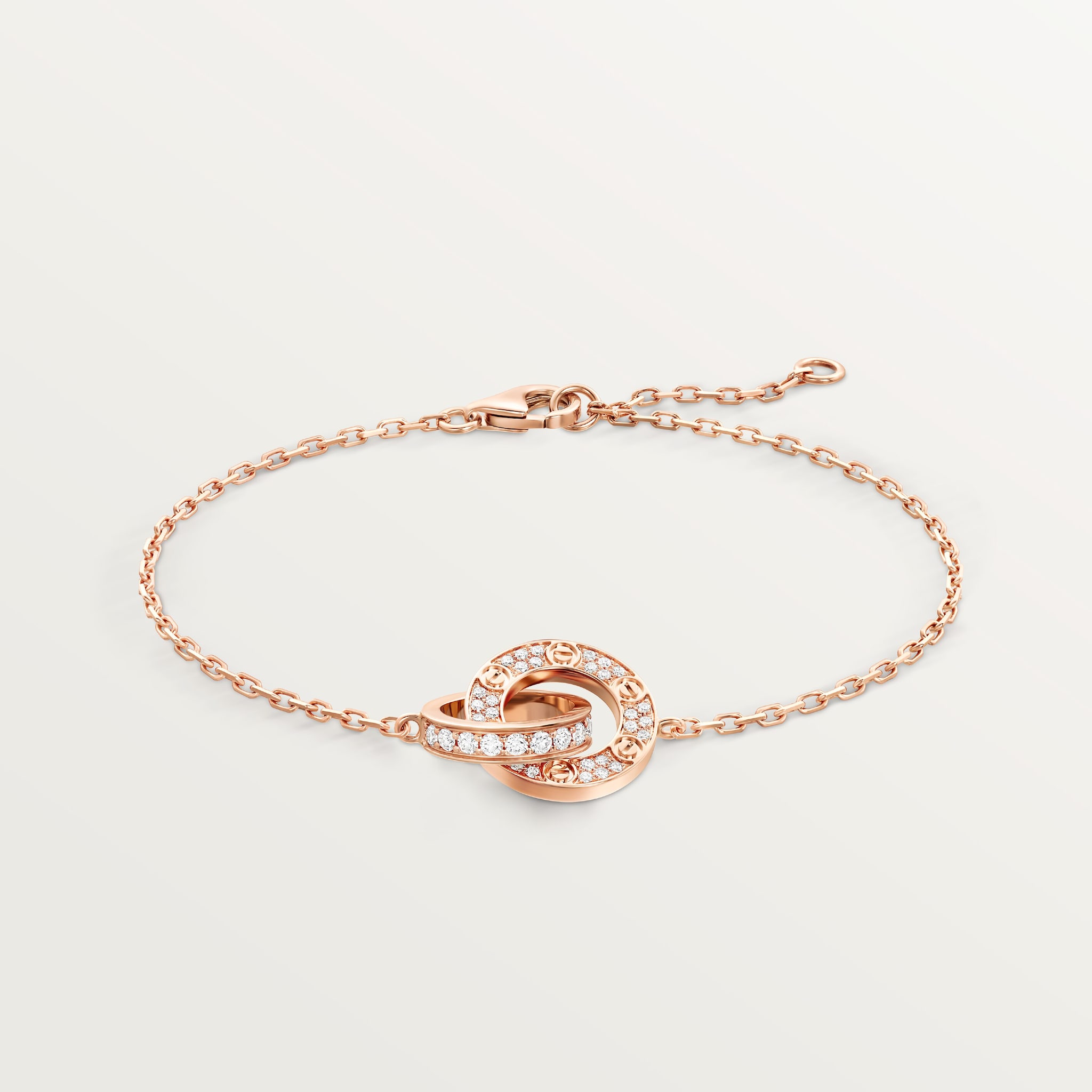 #LOVE# bracelet, on chain, paved