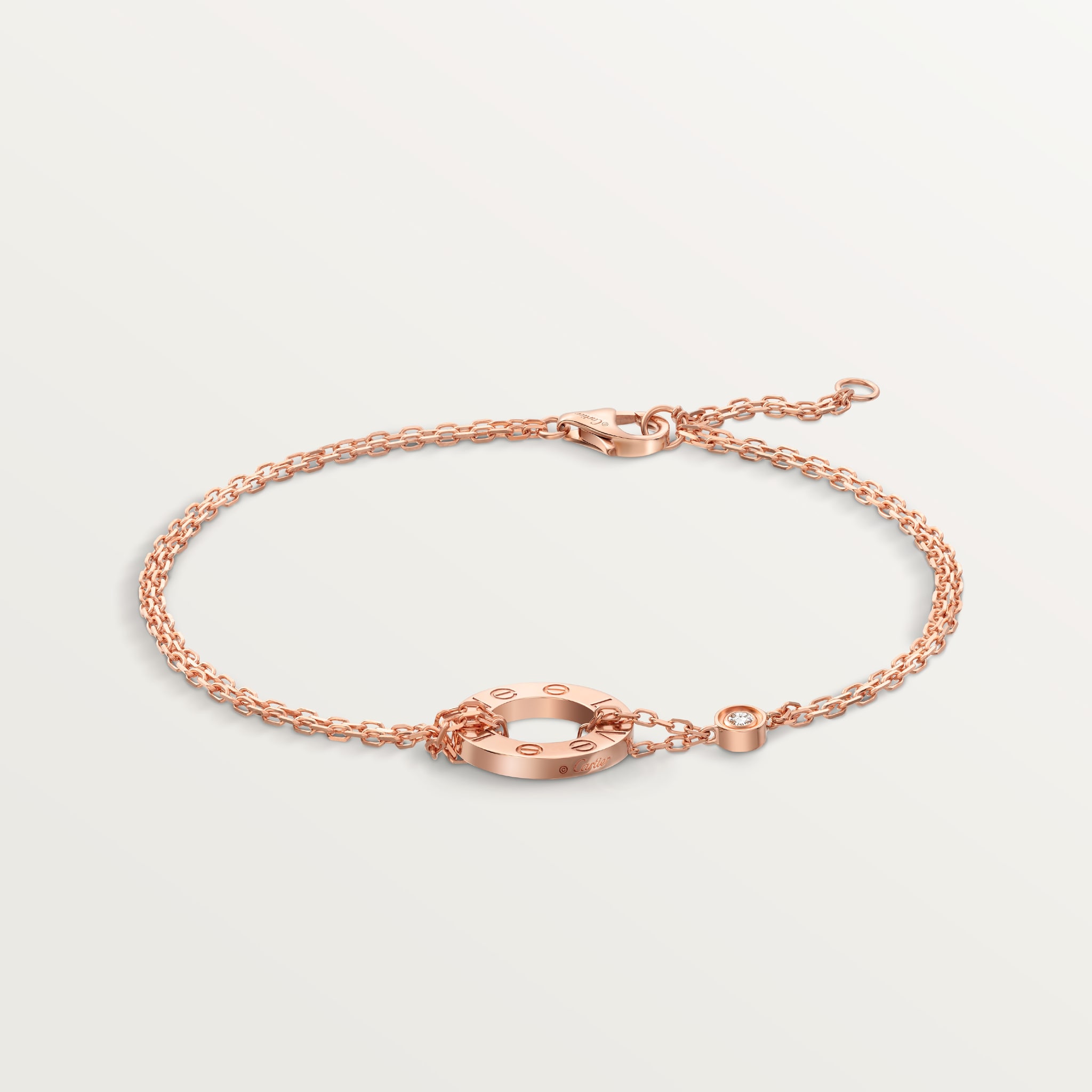 #LOVE# bracelet, on chain, 2 diamonds