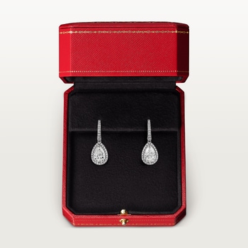 Cartier Destinée sleeper earrings, 2 pear-shaped diamonds, paved Cartier Destinée sleeper earrings, 2 pear-shaped diamonds, paved