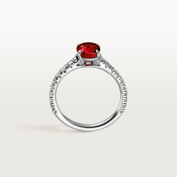 1895 solitaire, cushion-cut ruby, paved  1895 solitaire, cushion-cut ruby, paved