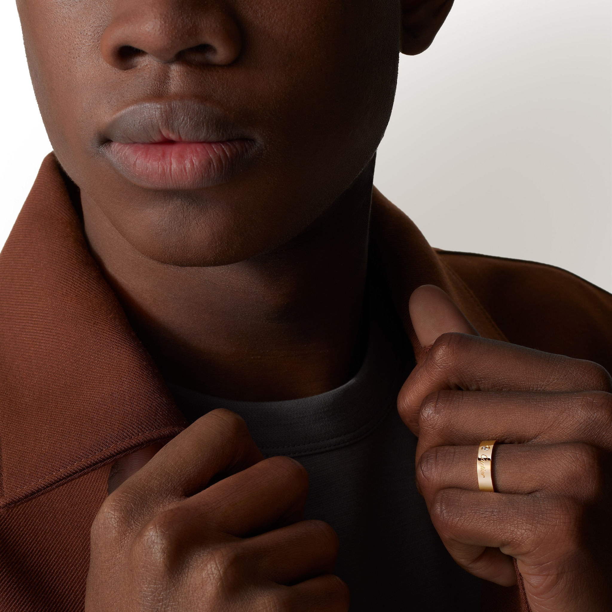 C 드 까르띠에 웨딩 링, 폭 5mm, 다이아몬드 1개