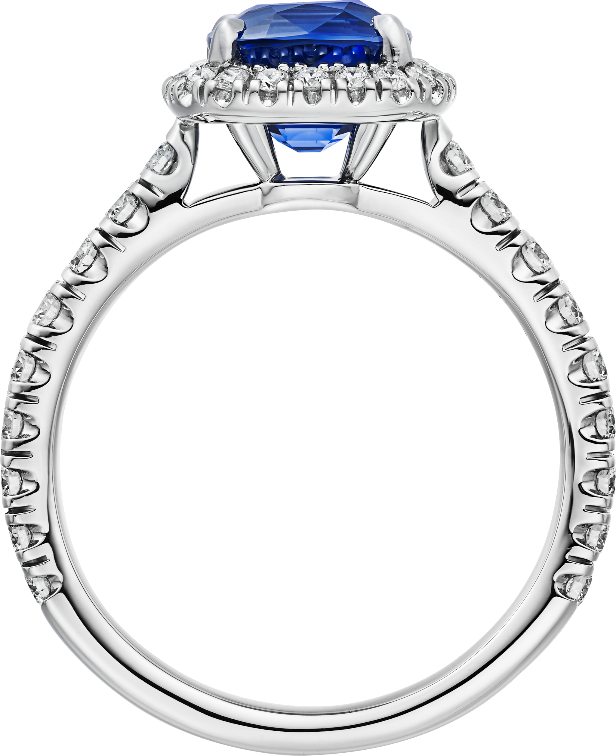 Cartier Destin&eacute;e solitaire, cushion-cut sapphire, paved 