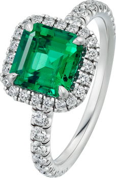 Cartier Destinée solitaire, emerald-cut emerald, paved  Cartier Destinée solitaire, emerald-cut emerald, paved
