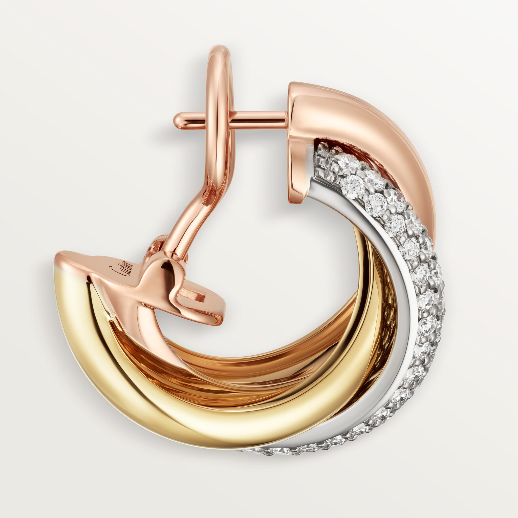 Trinity earrings, classic model, half-paved, image 6