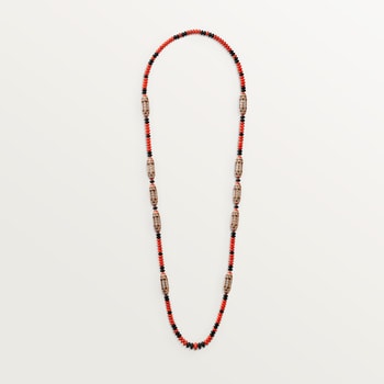 Géometrie & Contrastes necklace, coral, paved Géometrie & Contrastes necklace, coral, paved