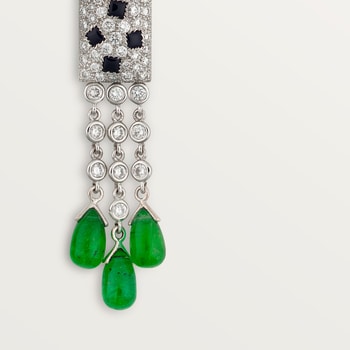Panthère de Cartier earrings, emeralds, paved Panthère de Cartier earrings, emeralds, paved