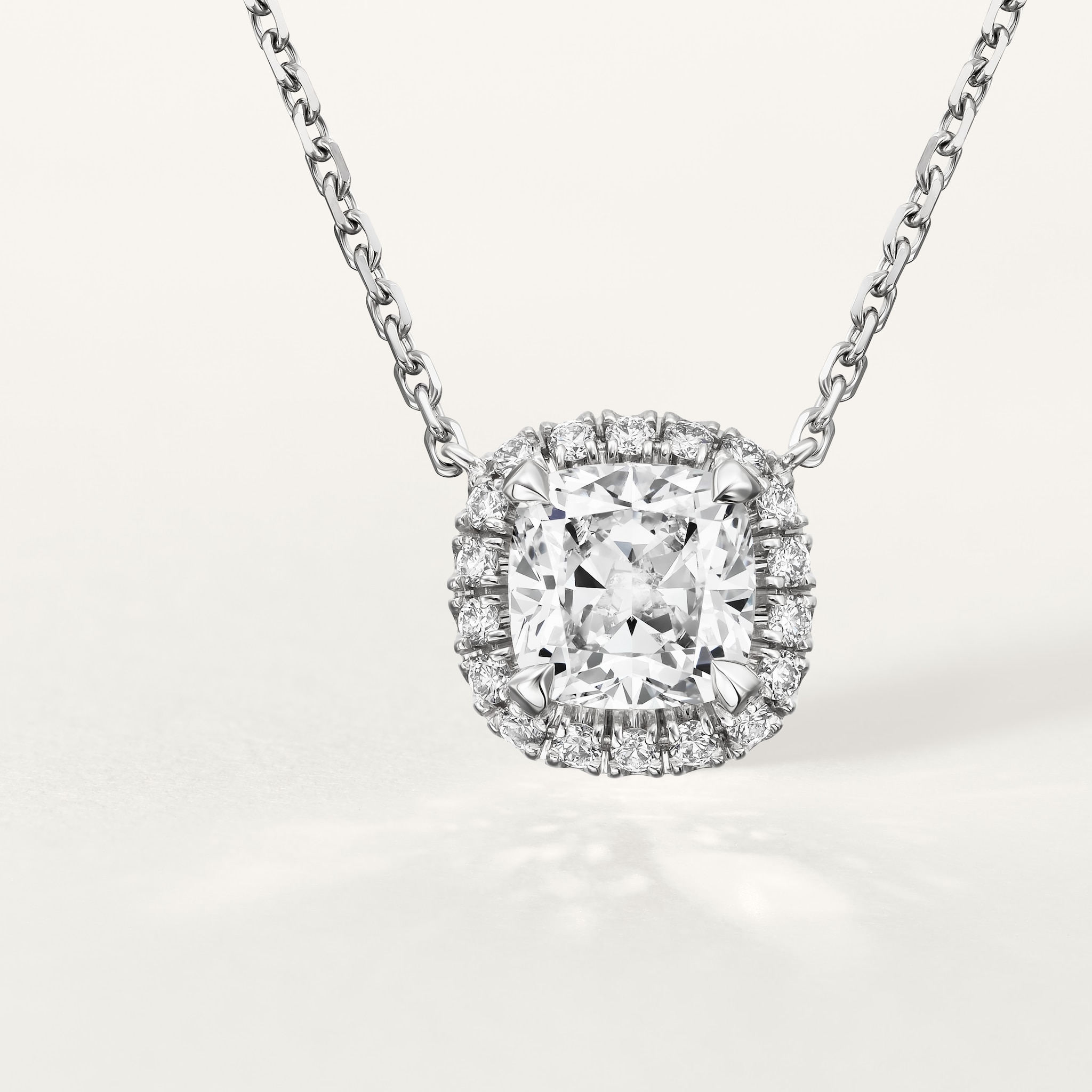 Cartier Destin&eacute;e pendant, cushion-cut diamond, paved 