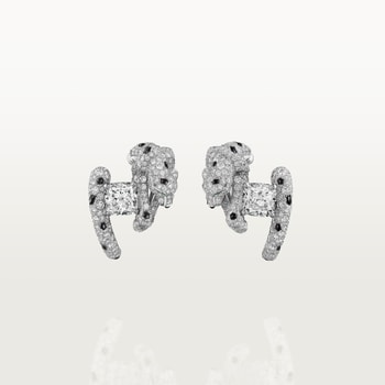 Panthère de Cartier earrings, cushion-cut diamond, paved Panthère de Cartier earrings, cushion-cut diamond, paved