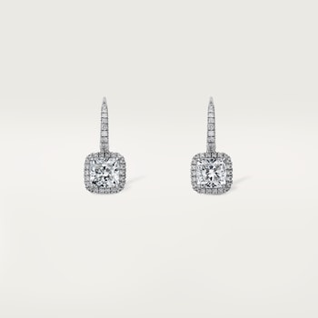 Cartier Destinée sleeper earrings, 2 cushion-cut diamonds, paved Cartier Destinée sleeper earrings, 2 cushion-cut diamonds, paved