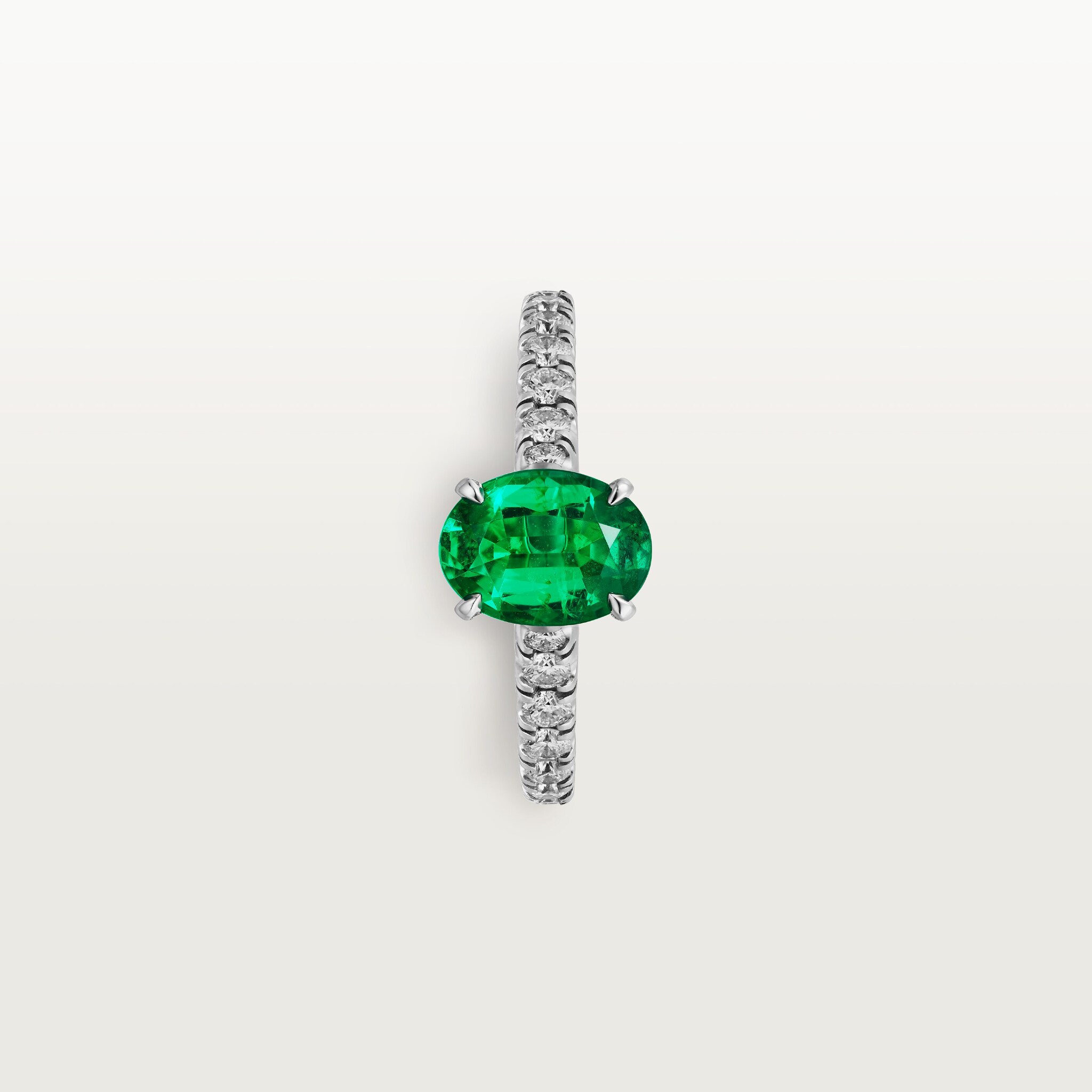 1895 solitaire, oval-cut emerald, paved , image 7