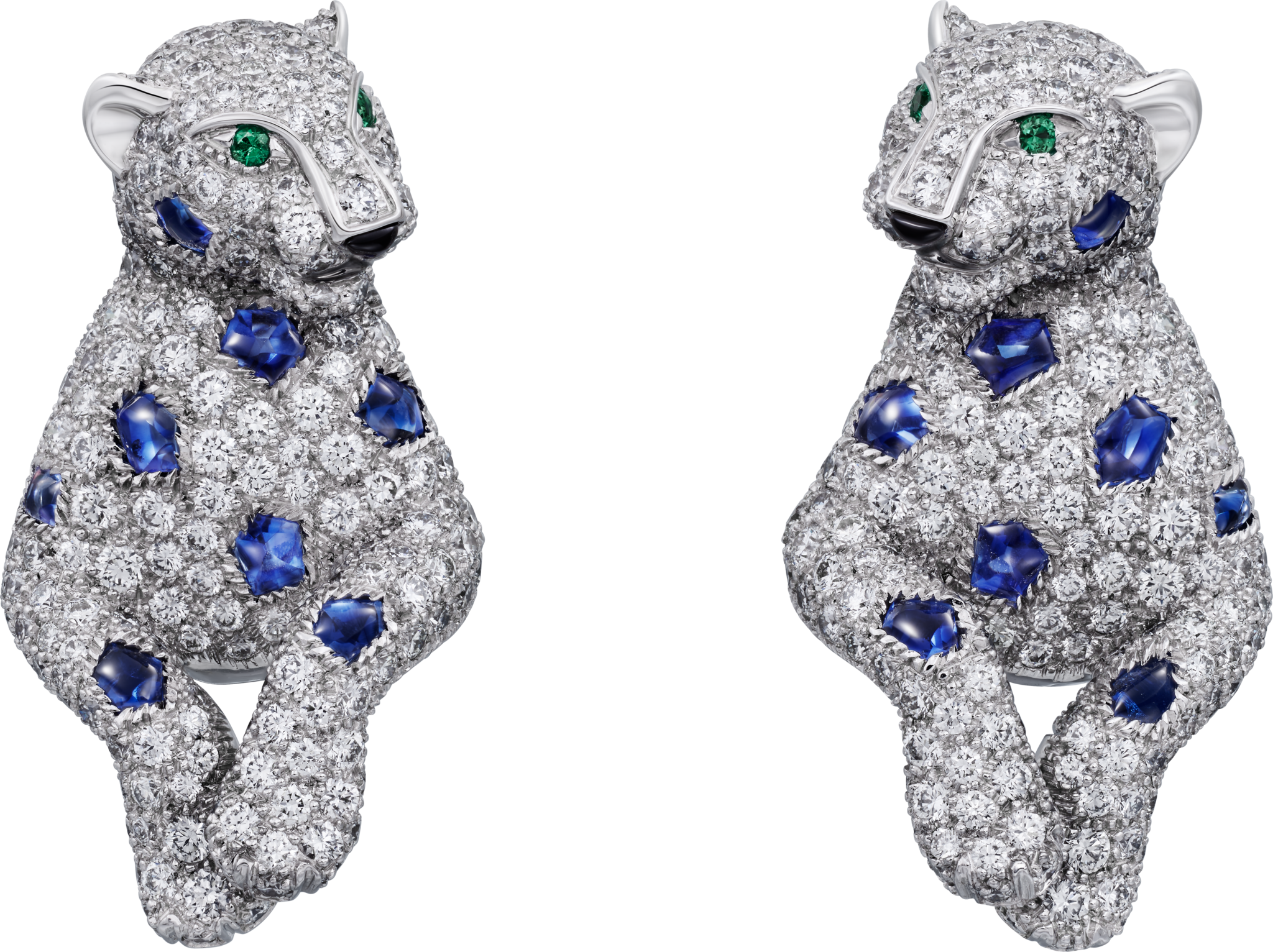 أقراط "پانتير دو كارتييه"، ياقوت أزرق، مرصوفة