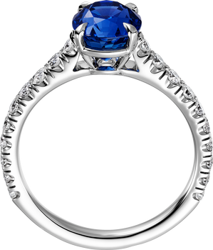 1895 solitaire, oval-cut sapphire, paved  1895 solitaire, oval-cut sapphire, paved