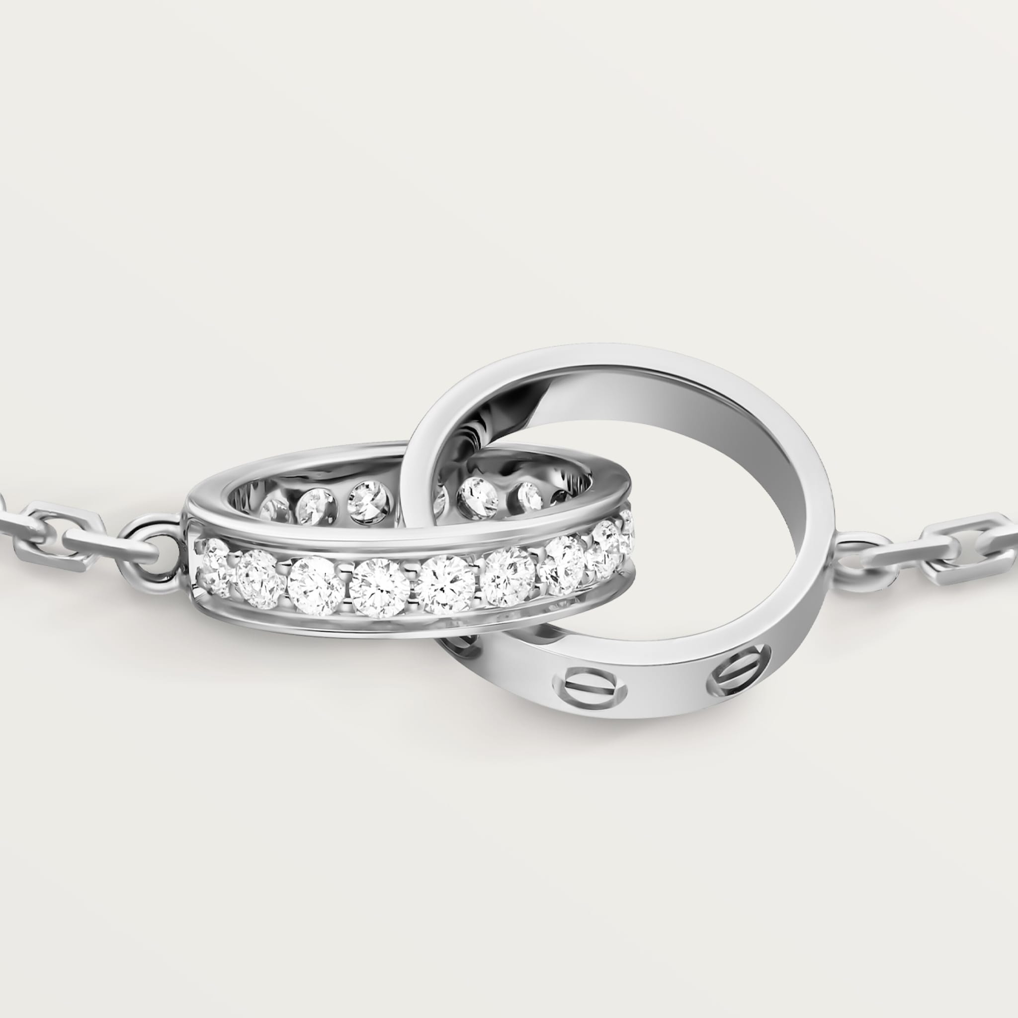 #LOVE# bracelet, on chain, half-paved